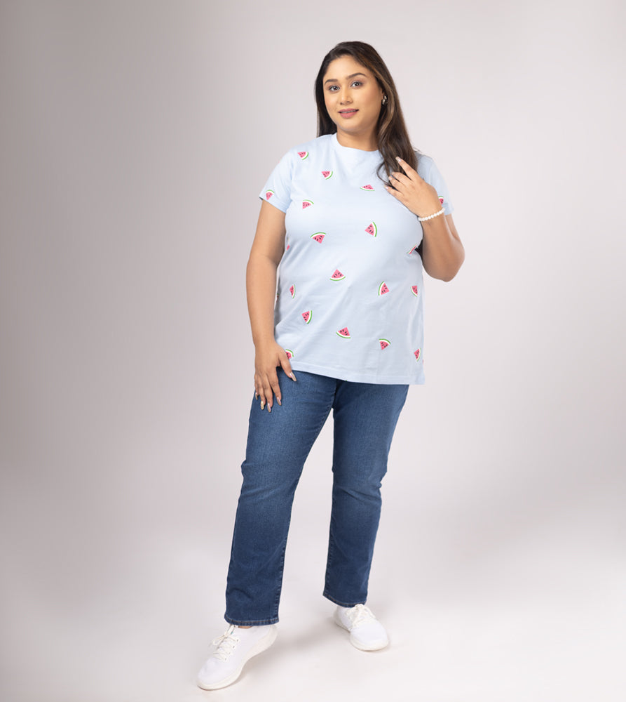 Plus Size Aop T-shirt | 2XL - 8XL | 100% Cotton | Blue