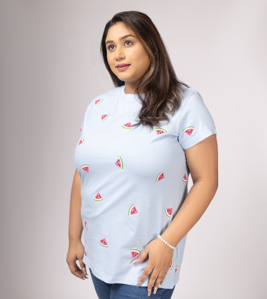 Plus Size Aop T-shirt | 2XL - 8XL | 100% Cotton | Blue