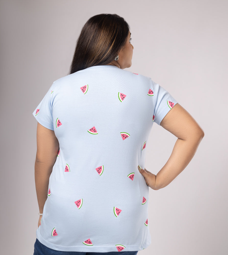 Plus Size Aop T-shirt | 2XL - 8XL | 100% Cotton | Blue