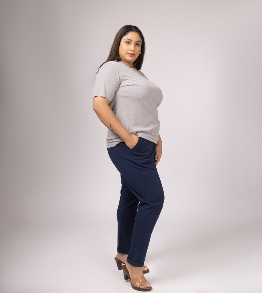 Sizeupp | Plus Size  Trouser For Women | 2XL - 8XL |  | Solid | Navy