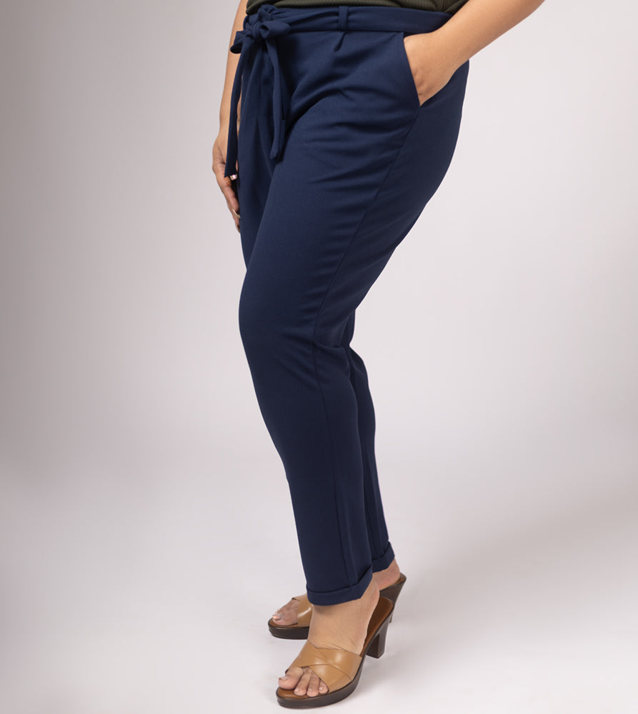 Sizeupp | Plus Size  Trouser For Women | 2XL - 8XL |  | Solid | Navy