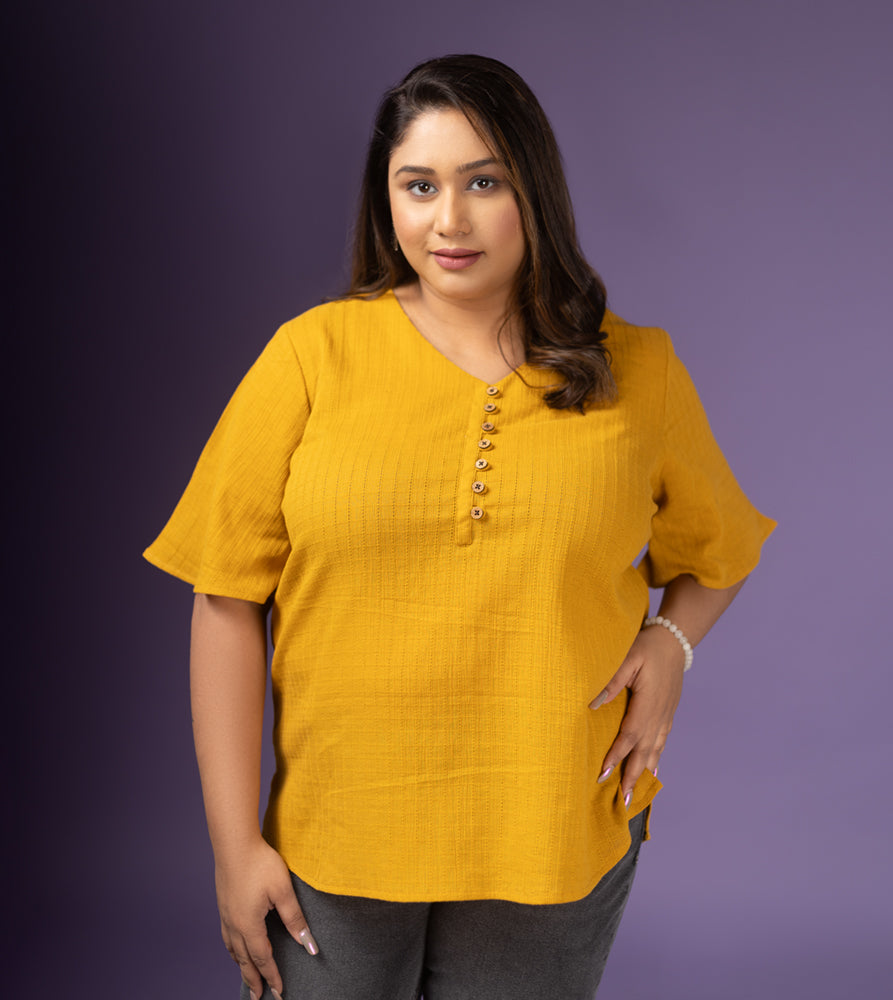 Plus Size Top | XL - 7XL | 100% Cotton | Mustard Yellow