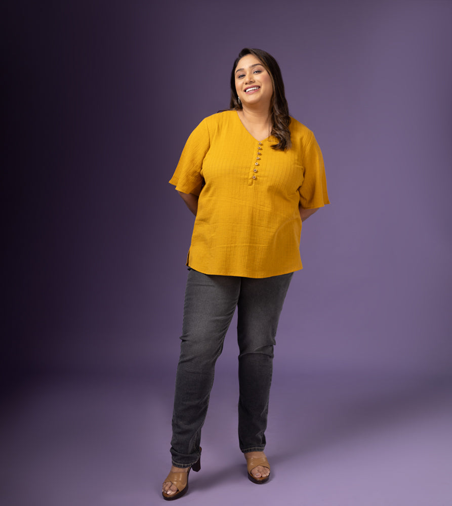 Plus Size Top | XL - 7XL | 100% Cotton | Mustard Yellow