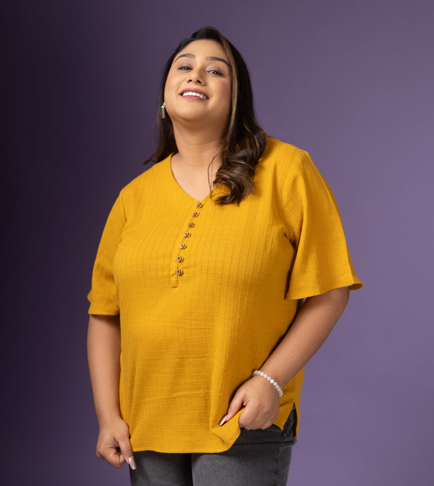 Plus Size Top | XL - 7XL | 100% Cotton | Mustard Yellow