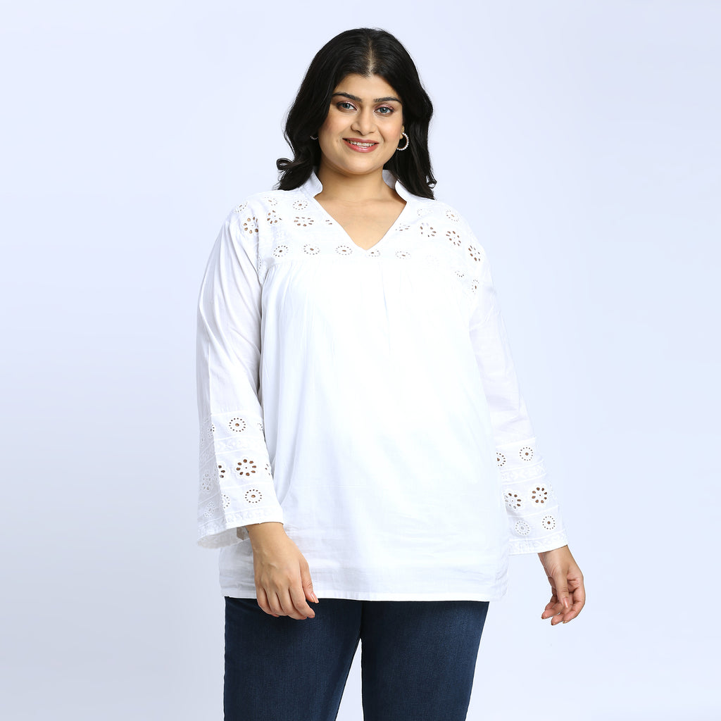 Plus Size Top | 2XL - 8XL | 100% Cotton | White