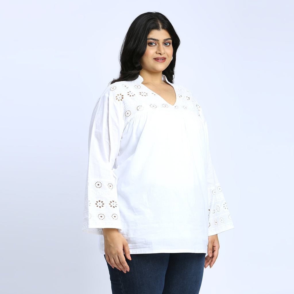 Plus Size Top | 2XL - 8XL | 100% Cotton | White