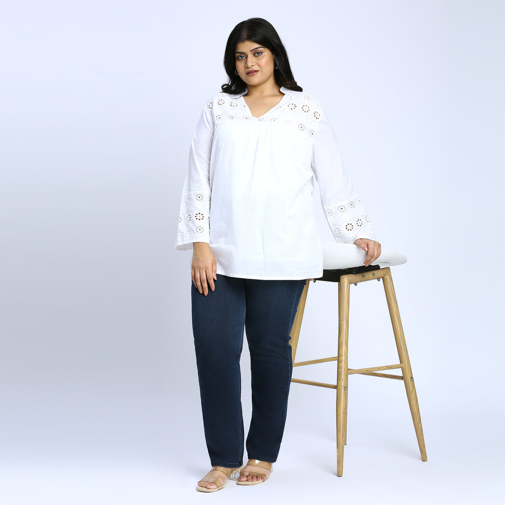 Plus Size Top | 2XL - 8XL | 100% Cotton | White