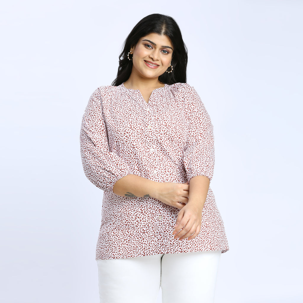 Plus Size Top | 2XL - 8XL | 100% Cotton | White Floral