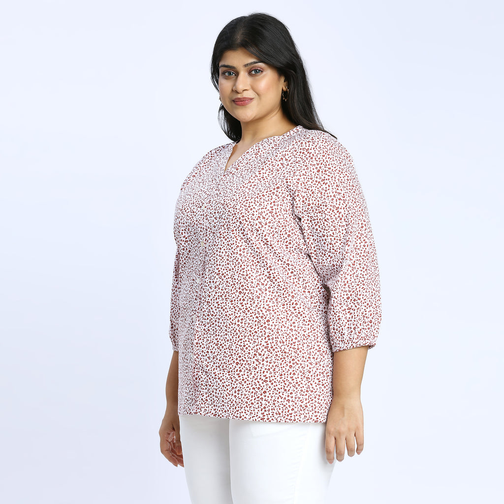 Plus Size Top | 2XL - 8XL | 100% Cotton | White Floral