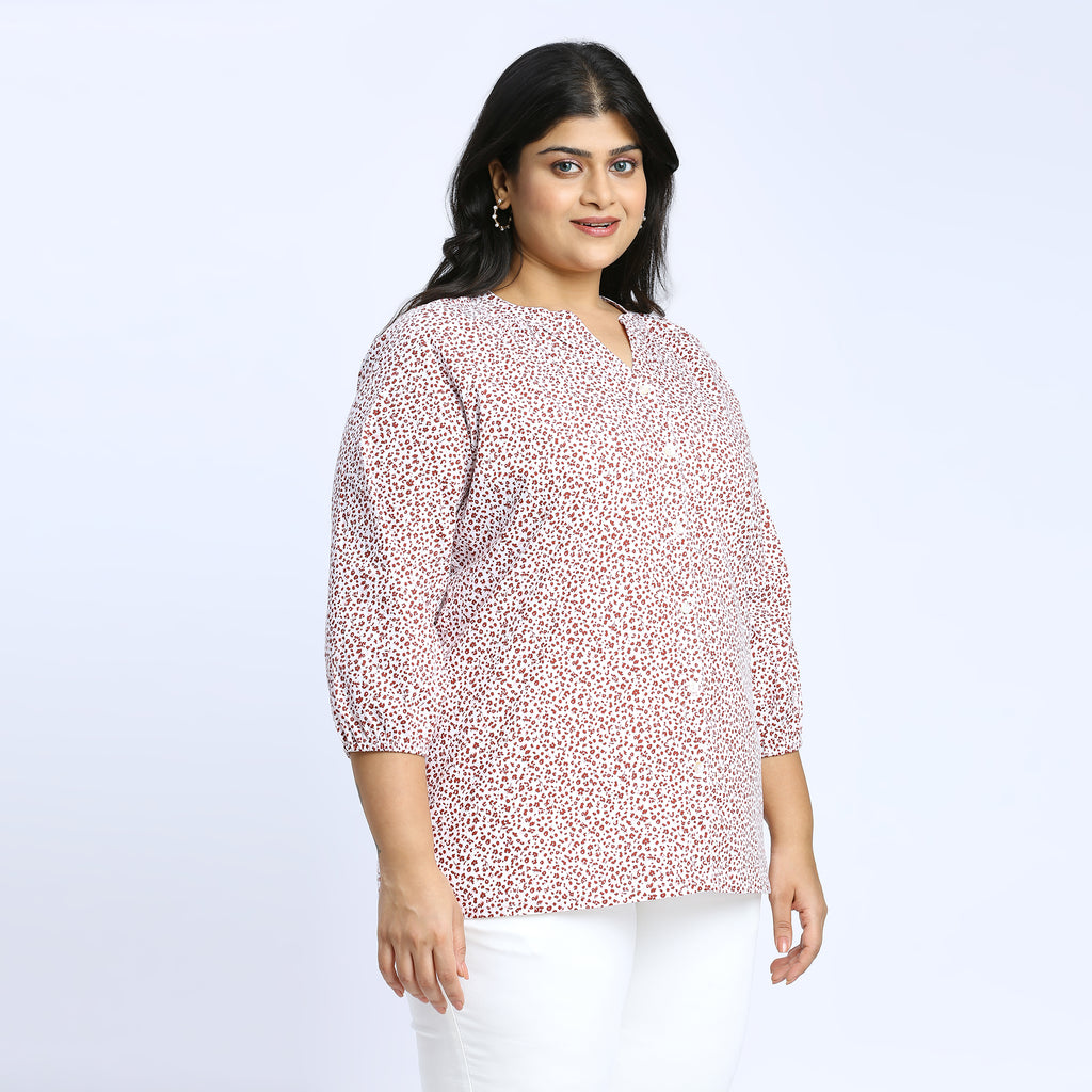 Plus Size Top | 2XL - 8XL | 100% Cotton | White Floral