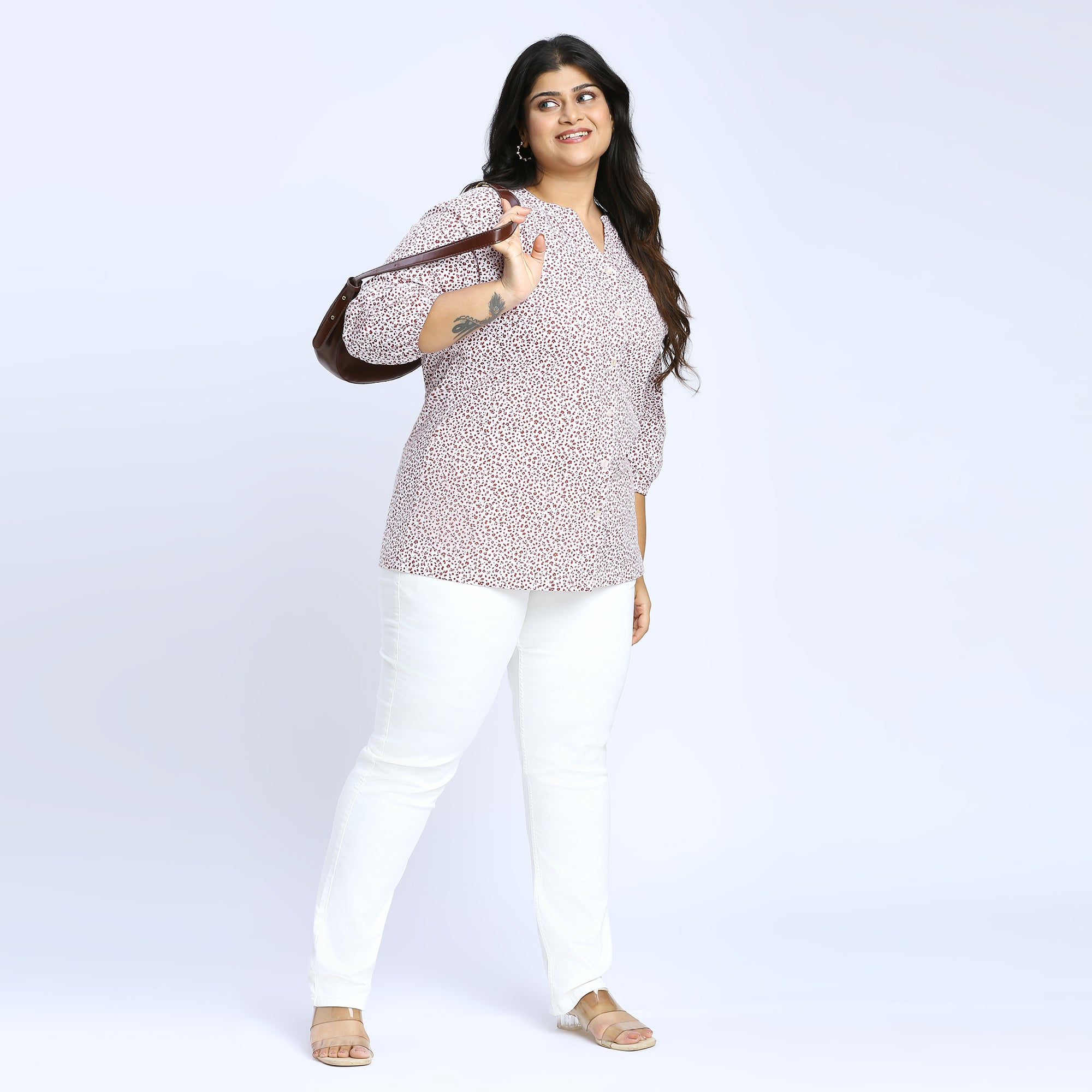 Plus Size Top | 2XL - 8XL | 100% Cotton | White Floral