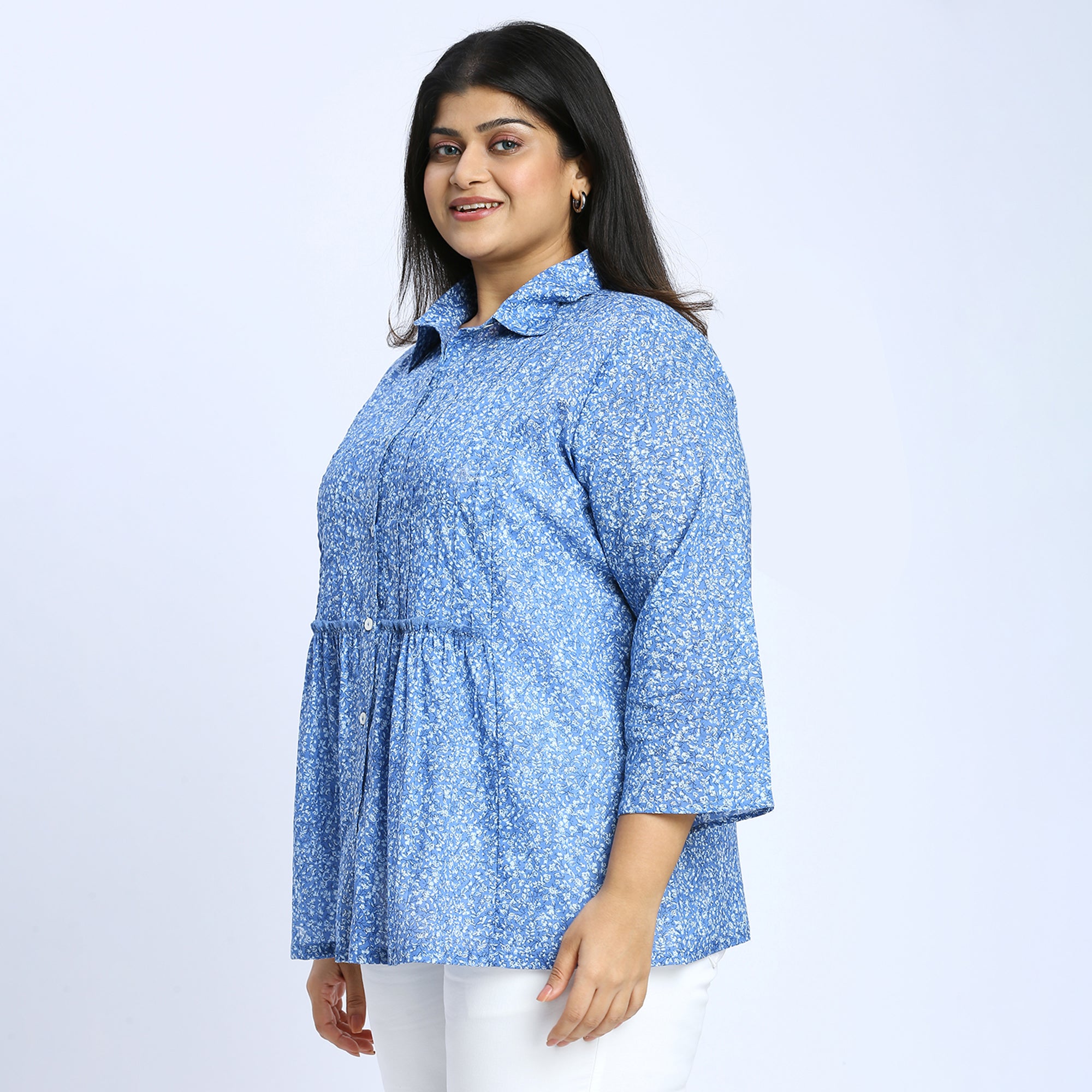 Sizeupp | Plus Size  Top For Women | 2XL - 8XL | 100% Cotton | Print | Blue