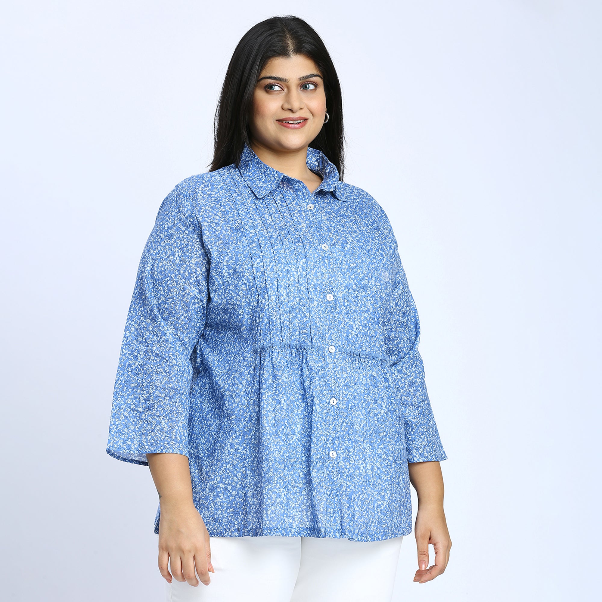 Sizeupp | Plus Size  Top For Women | 2XL - 8XL | 100% Cotton | Print | Blue