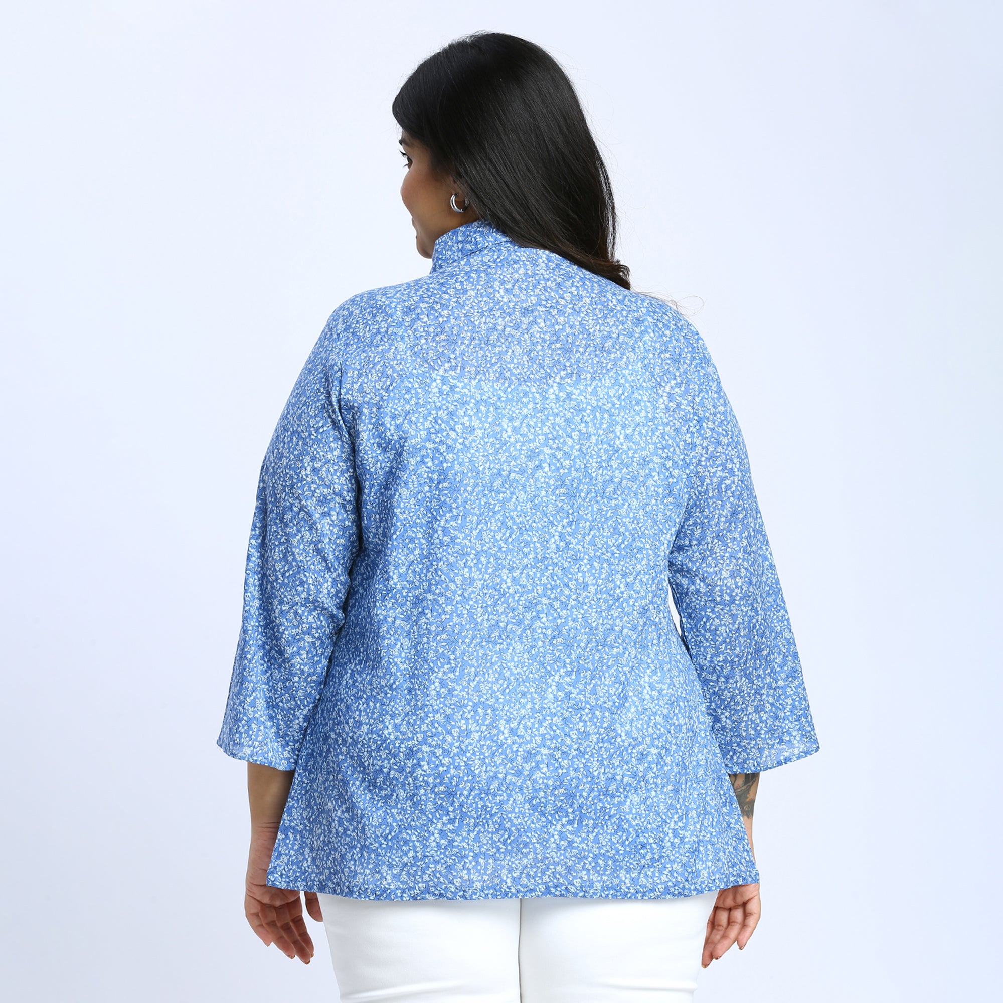 Sizeupp | Plus Size  Top For Women | 2XL - 8XL | 100% Cotton | Print | Blue