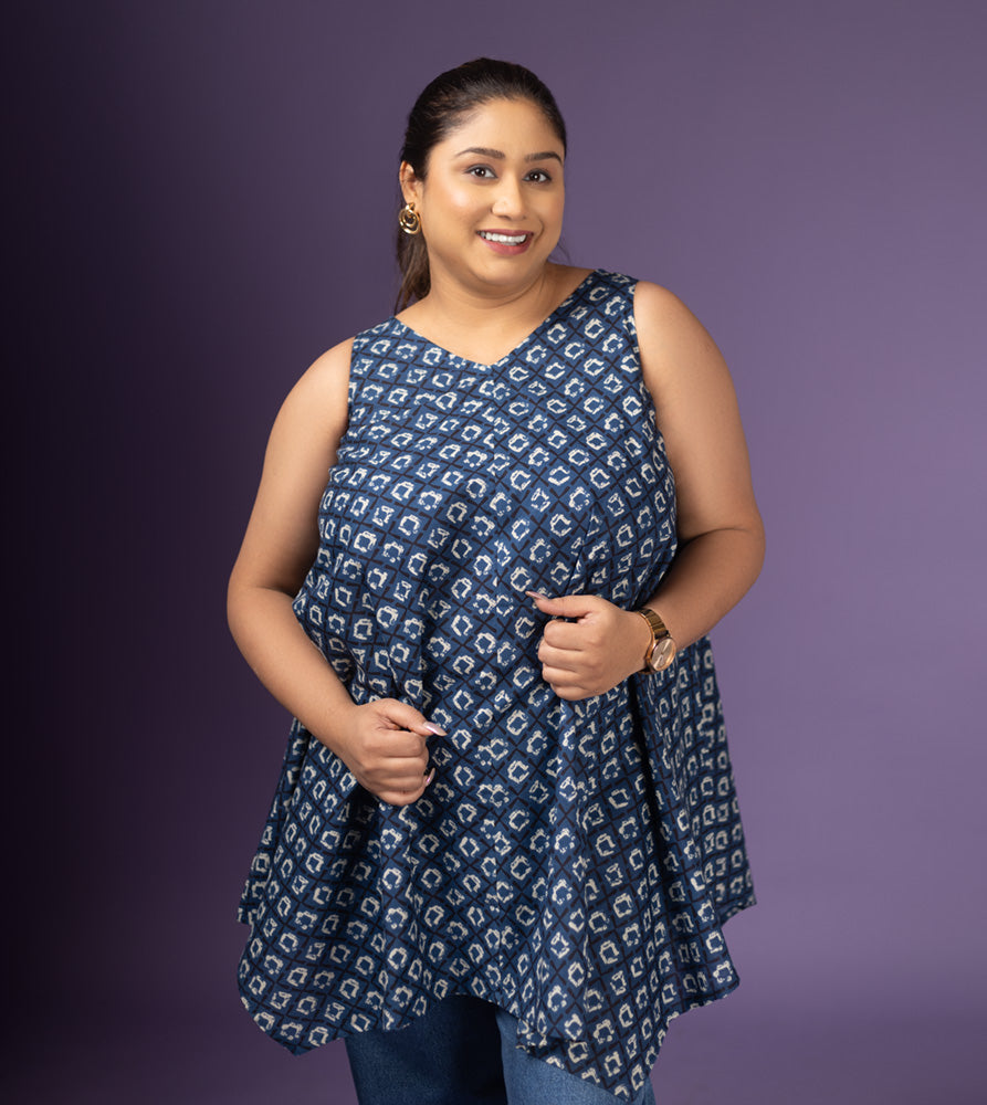 Plus Size Tunic | XL - 7XL | 100% Cotton | Blue