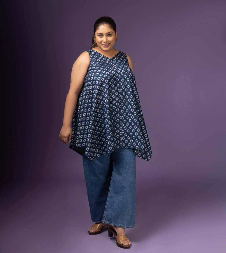 Plus Size Tunic | XL - 7XL | 100% Cotton | Blue