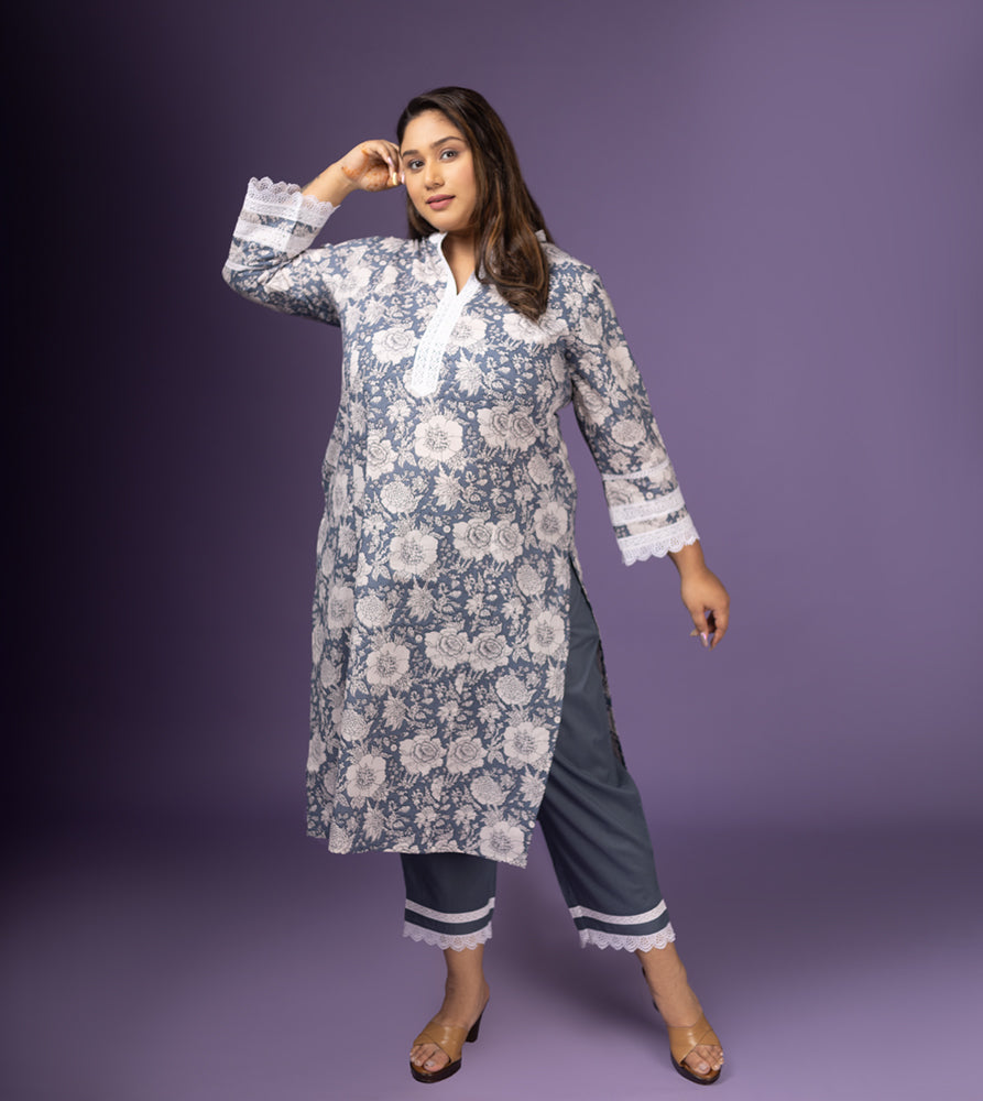 Plus Size Co-Ord Set | XL - 7XL | 100% Cotton | Grey