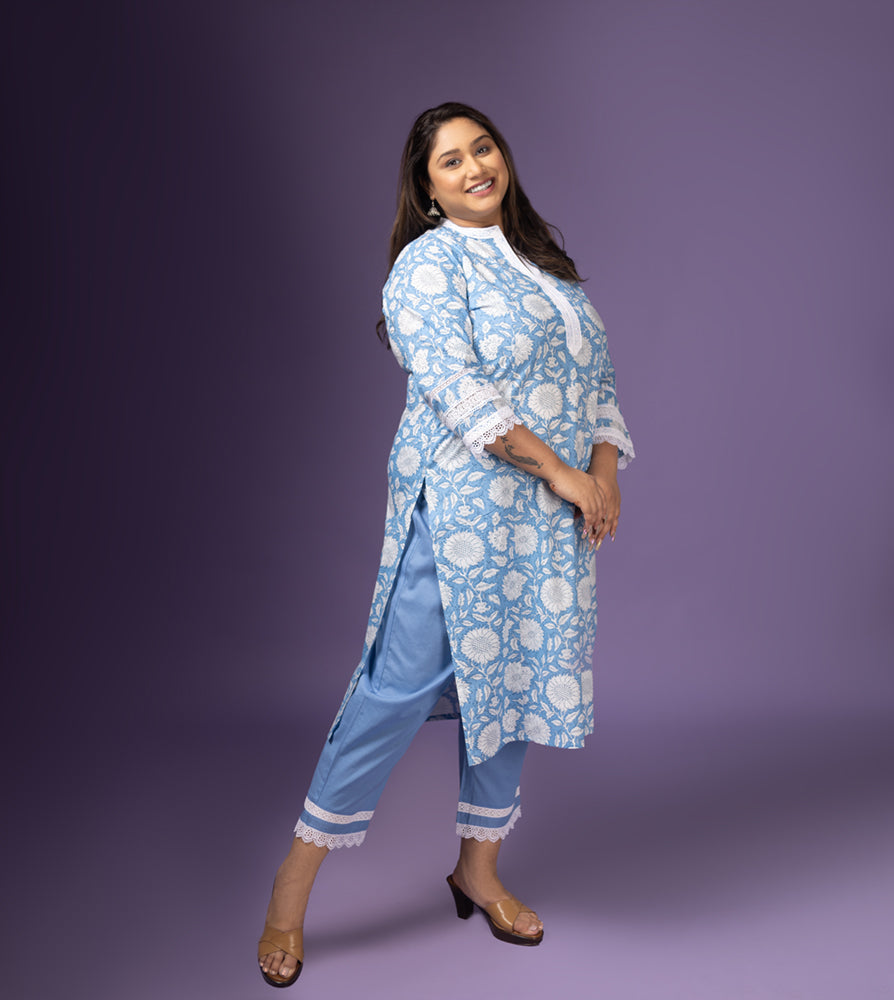 Plus Size Co-Ord Set | XL - 7XL | 100% Cotton | Blue