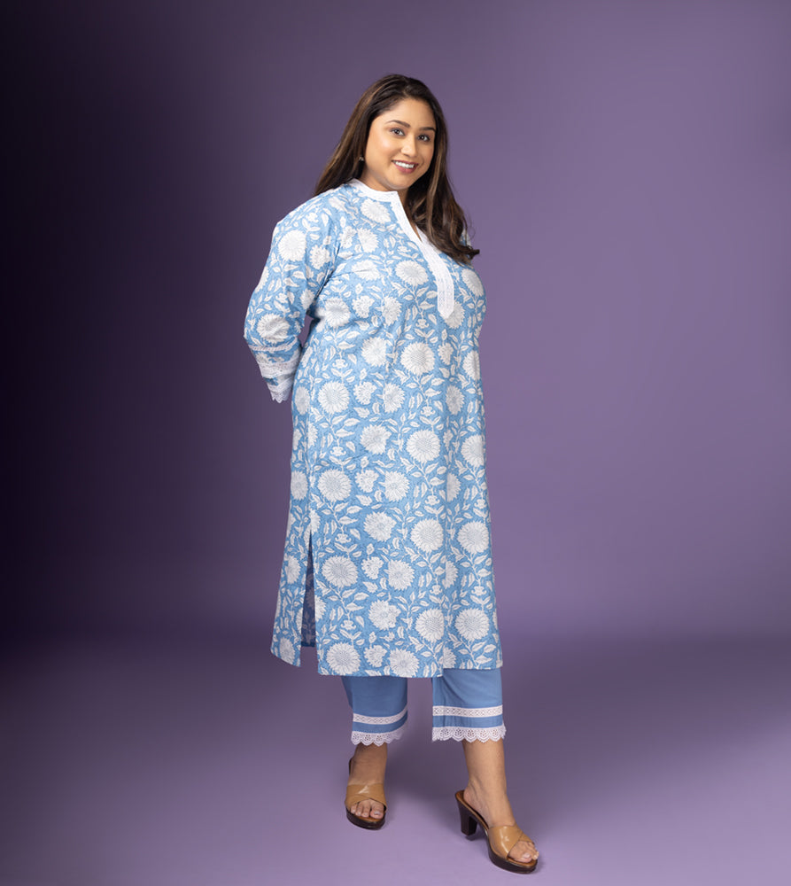 Plus Size Co-Ord Set | XL - 7XL | 100% Cotton | Blue