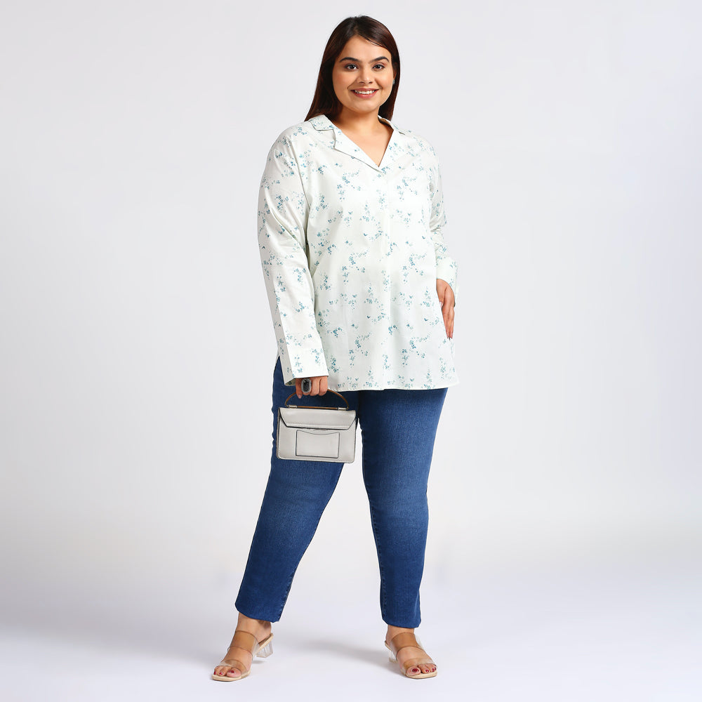 Sizeupp | Plus Size  Top For Women | XL - 7XL | 100% Cotton | Print | Off White