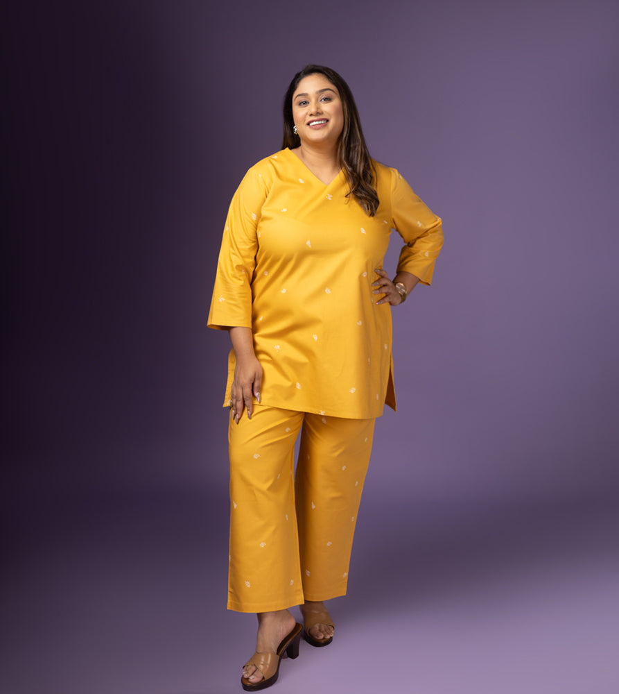 Plus Size Co-Ord Set | XL - 7XL | 100% Cotton | Mustard Yellow