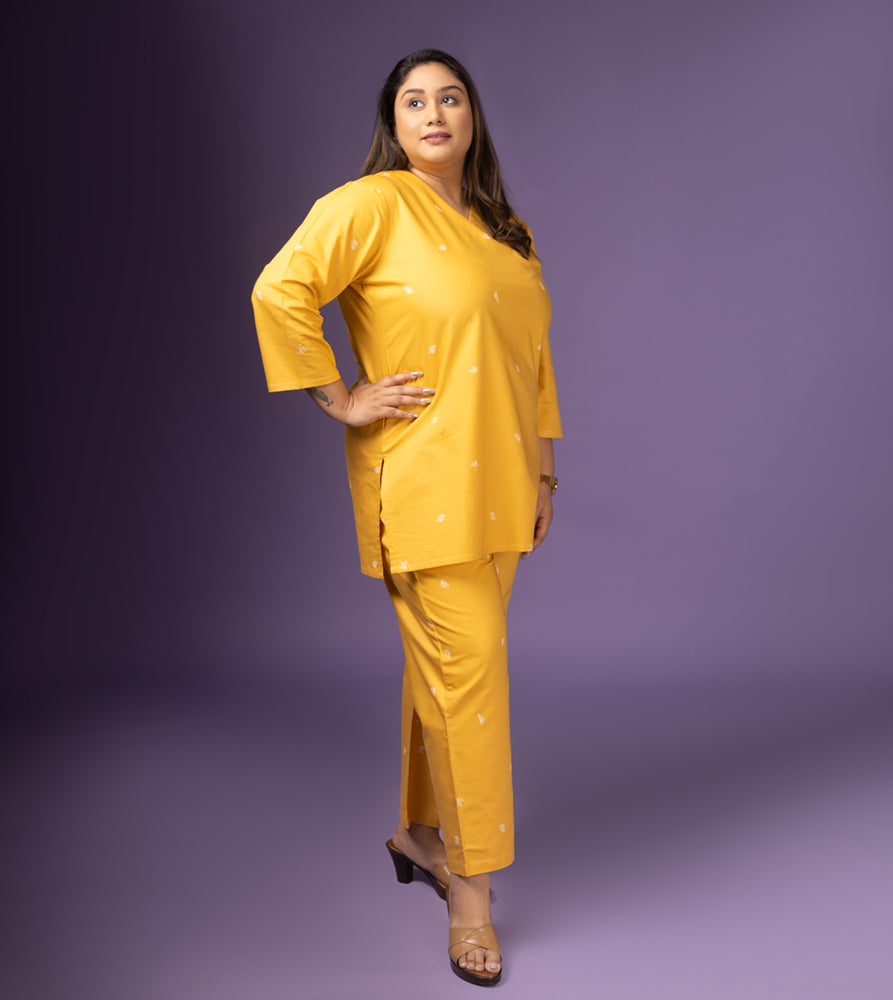 Plus Size Co-Ord Set | XL - 7XL | 100% Cotton | Mustard Yellow