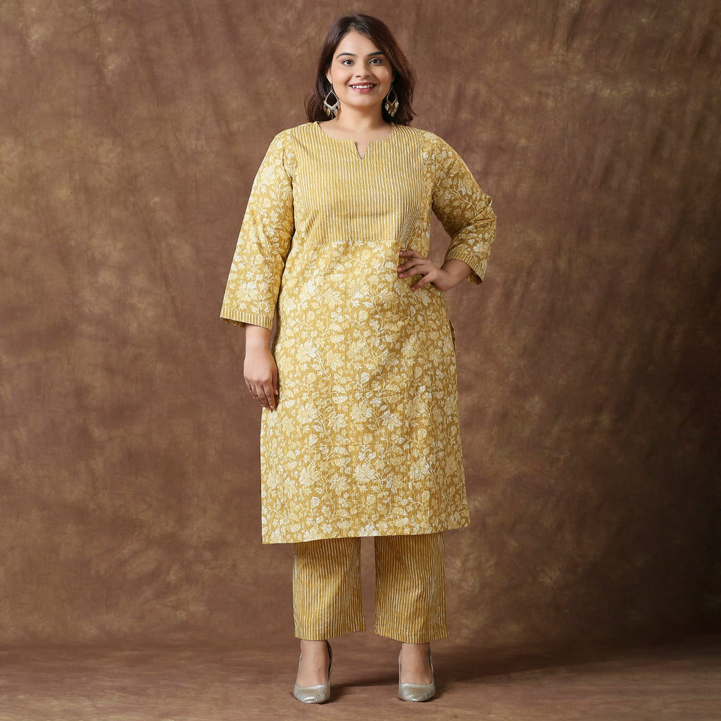 Plus Size Co-Ord Set | 2XL - 8XL | 100% Cotton | Mustard