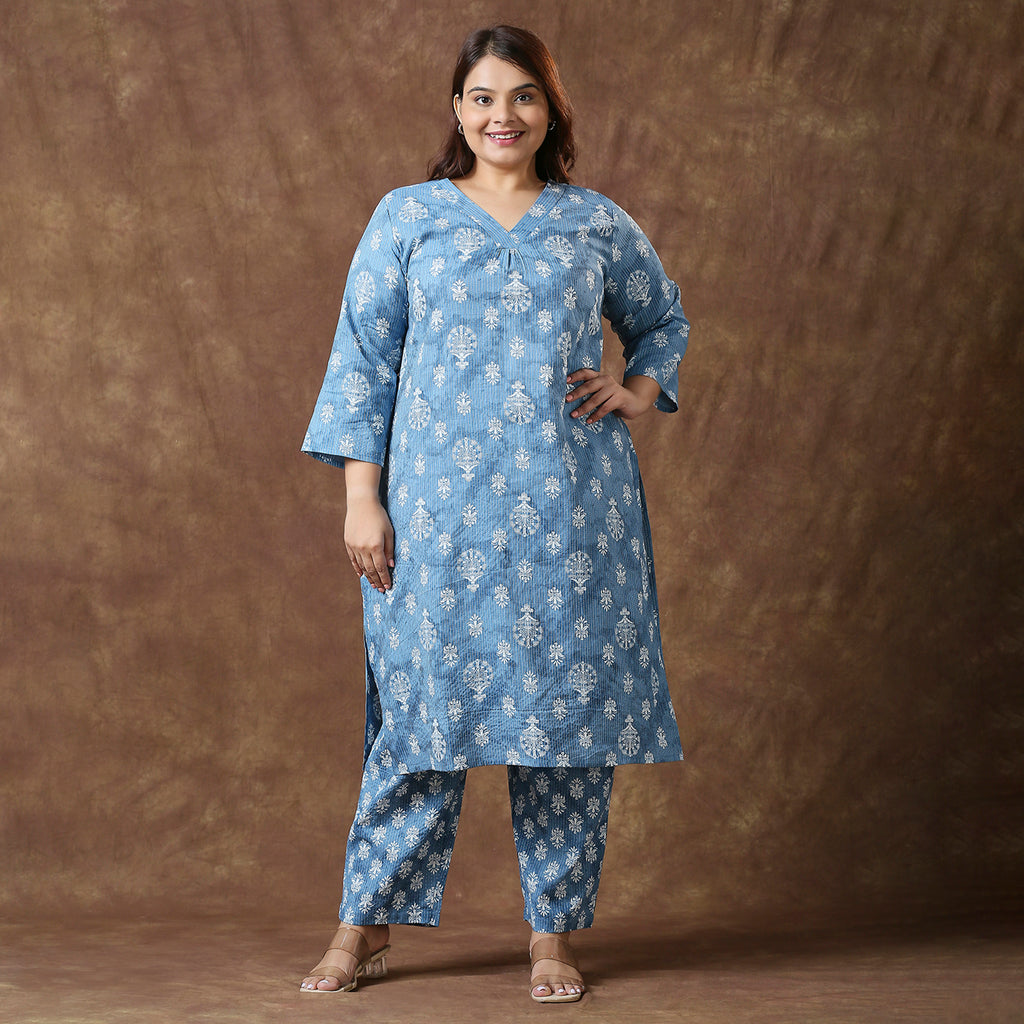 Plus Size Co-Ord Set | 2XL - 8XL | 100% Cotton | Blue