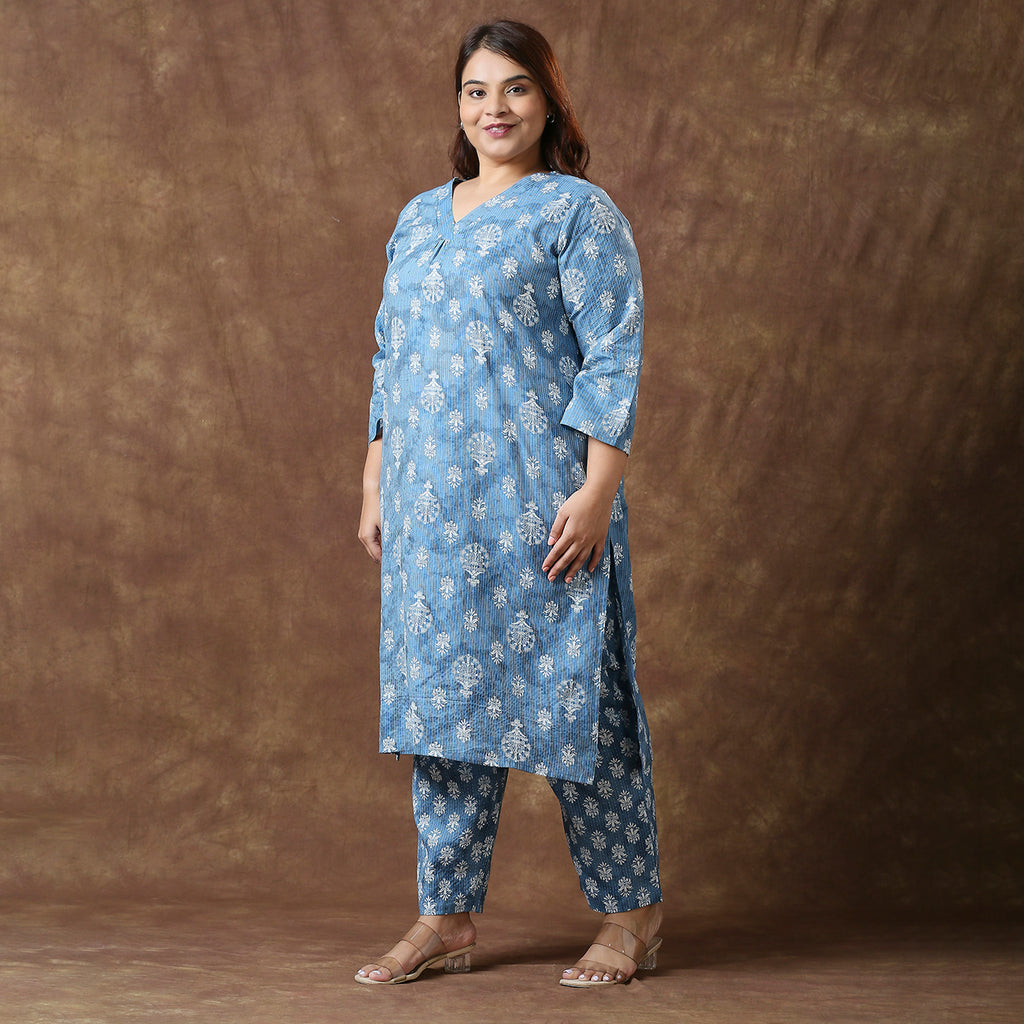 Plus Size Co-Ord Set | 2XL - 8XL | 100% Cotton | Blue