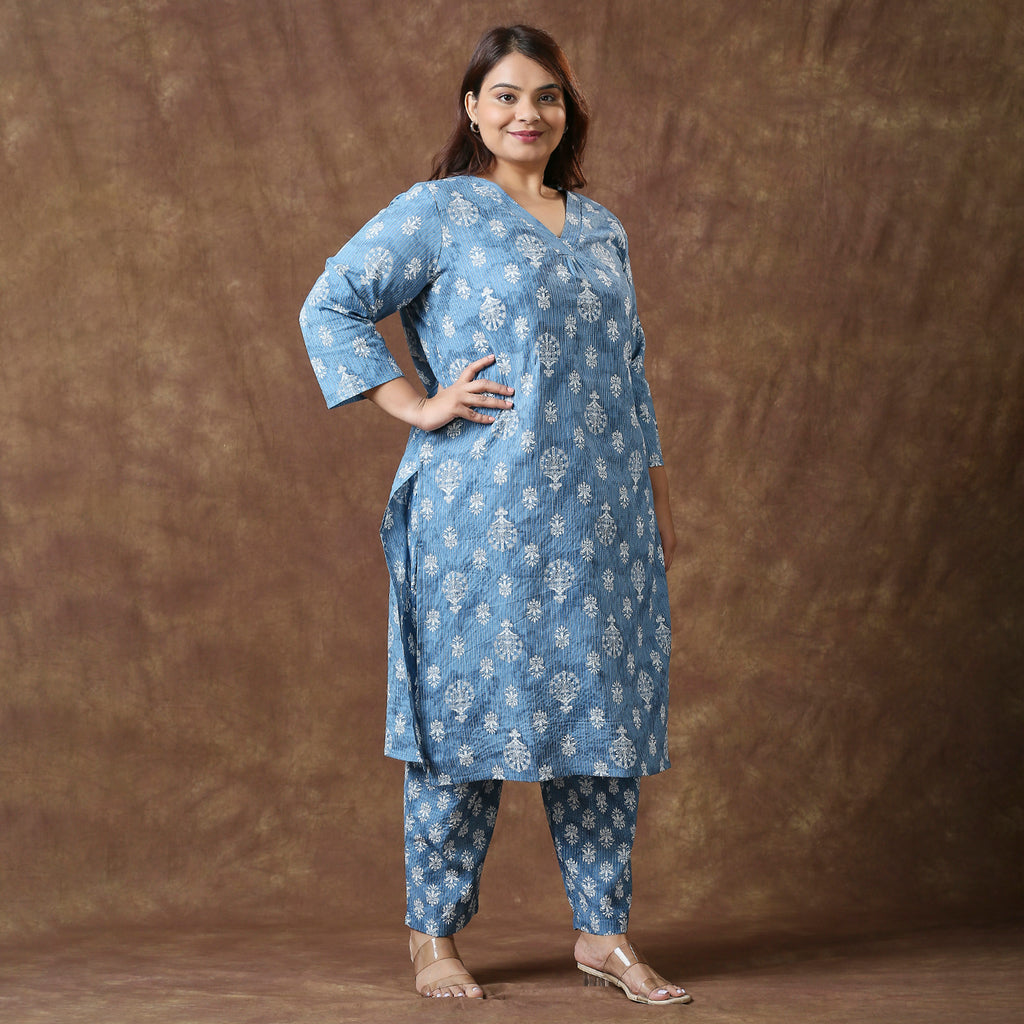 Plus Size Co-Ord Set | 2XL - 8XL | 100% Cotton | Blue
