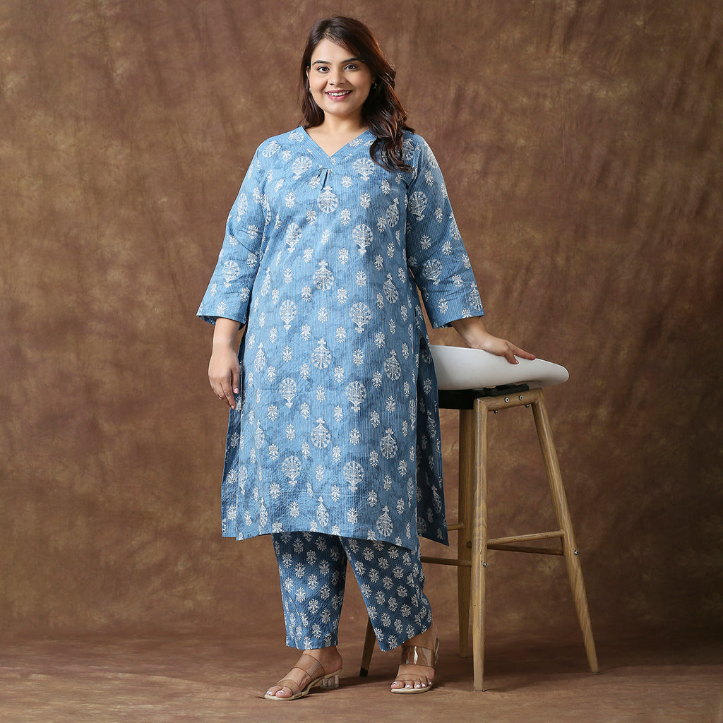 Plus Size Co-Ord Set | 2XL - 8XL | 100% Cotton | Blue