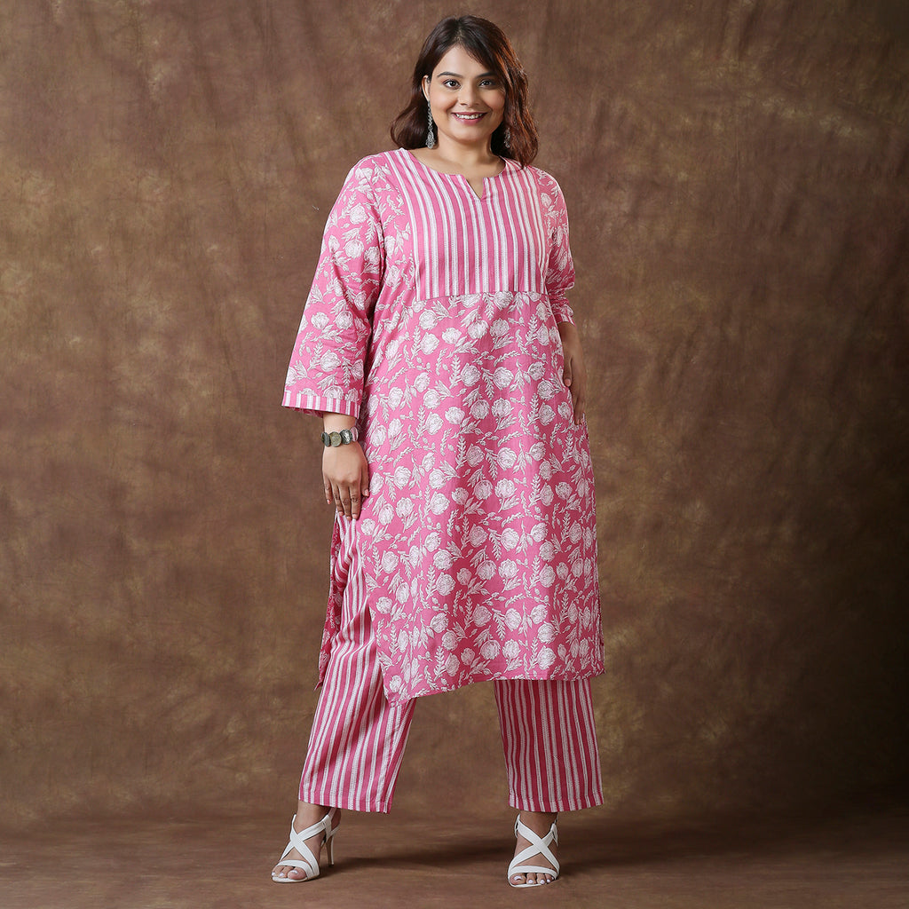 Plus Size Co-Ord Set | 2XL - 8XL | 100% Cotton | Pink