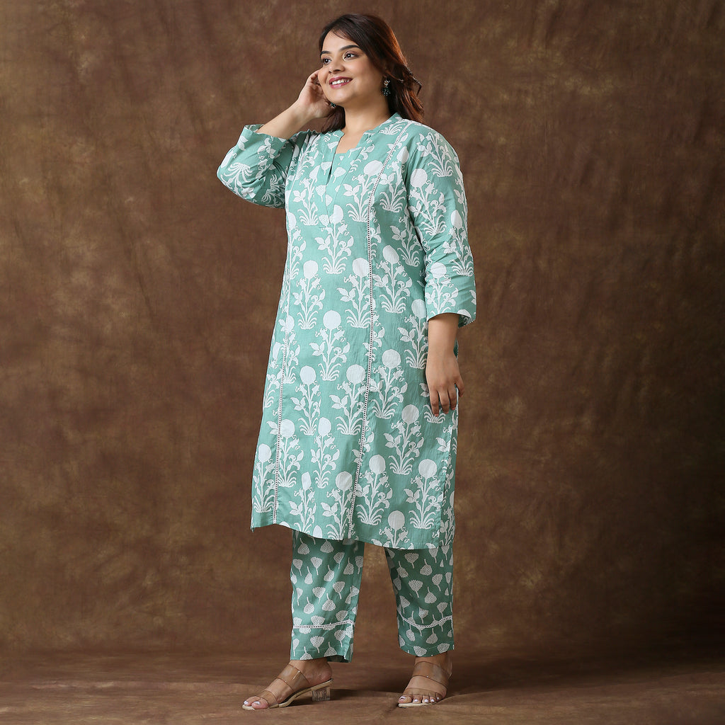 Plus Size Co-Ord Set | 2XL - 8XL | 100% Cotton | Green
