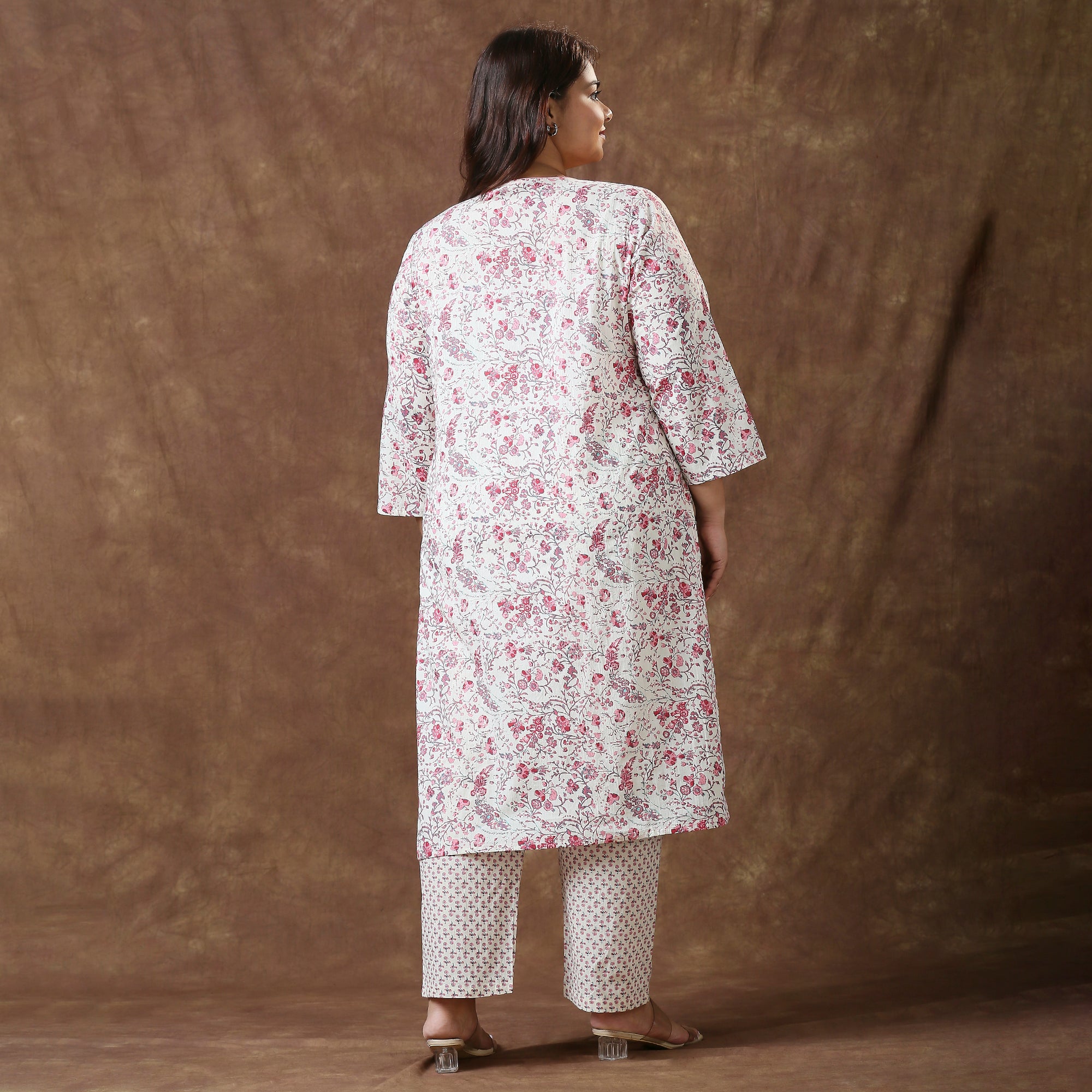 Plus Size Co-Ord Set | 2XL - 8XL | 100% Cotton | Print | White