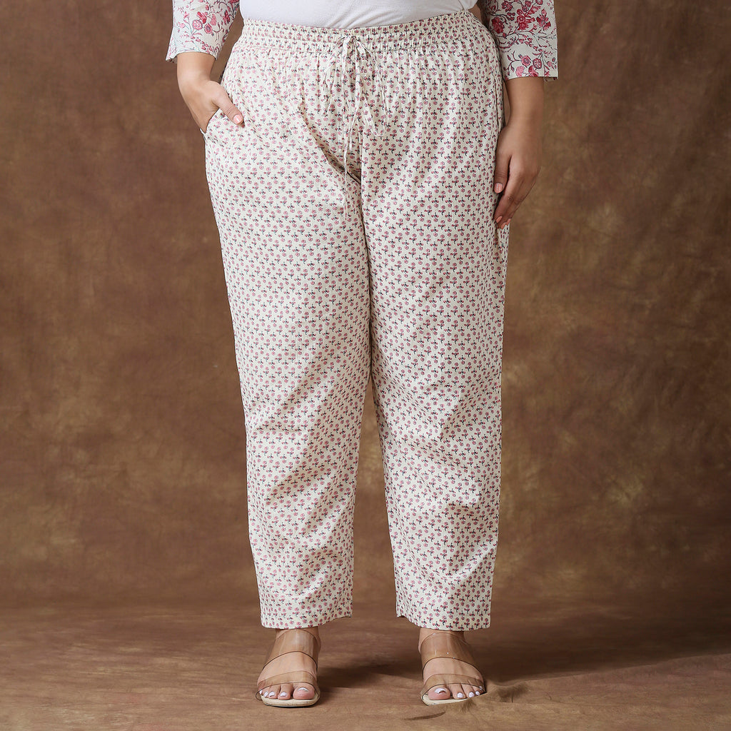 Plus Size Co-Ord Set | 2XL - 8XL | 100% Cotton | Print | White