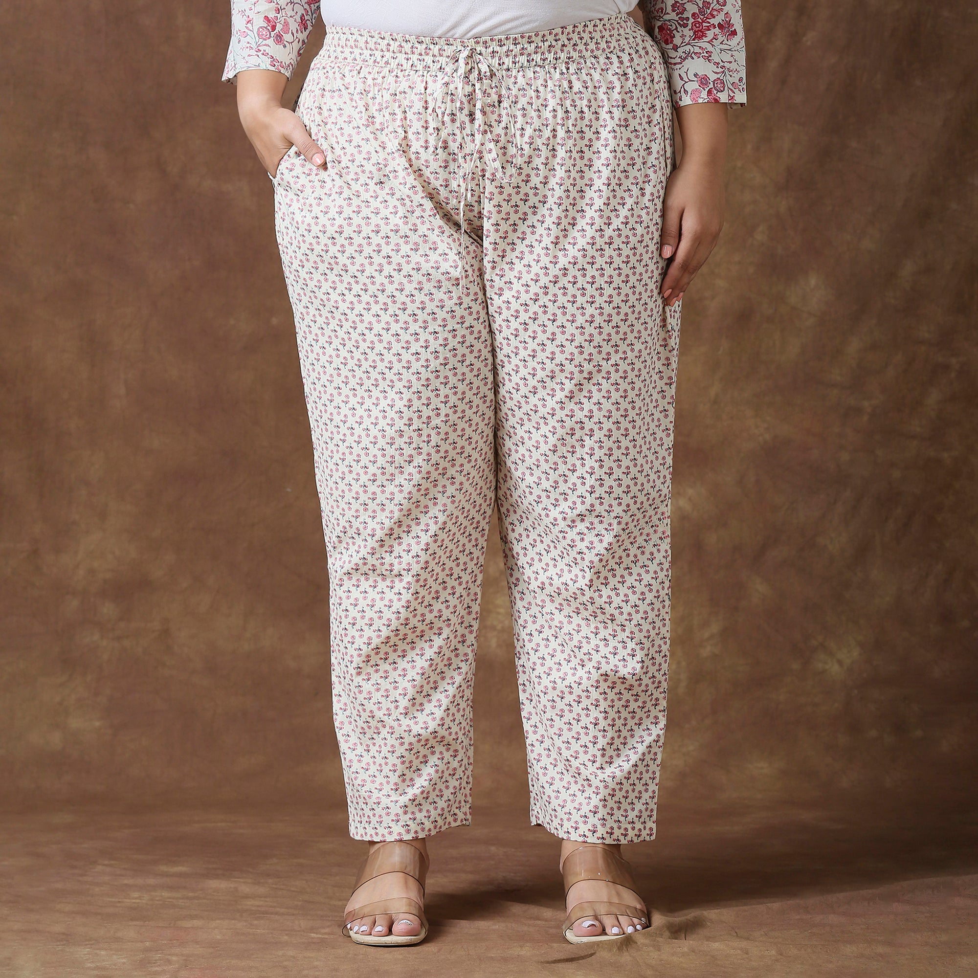 Plus Size Co-Ord Set | 2XL - 8XL | 100% Cotton | Print | White