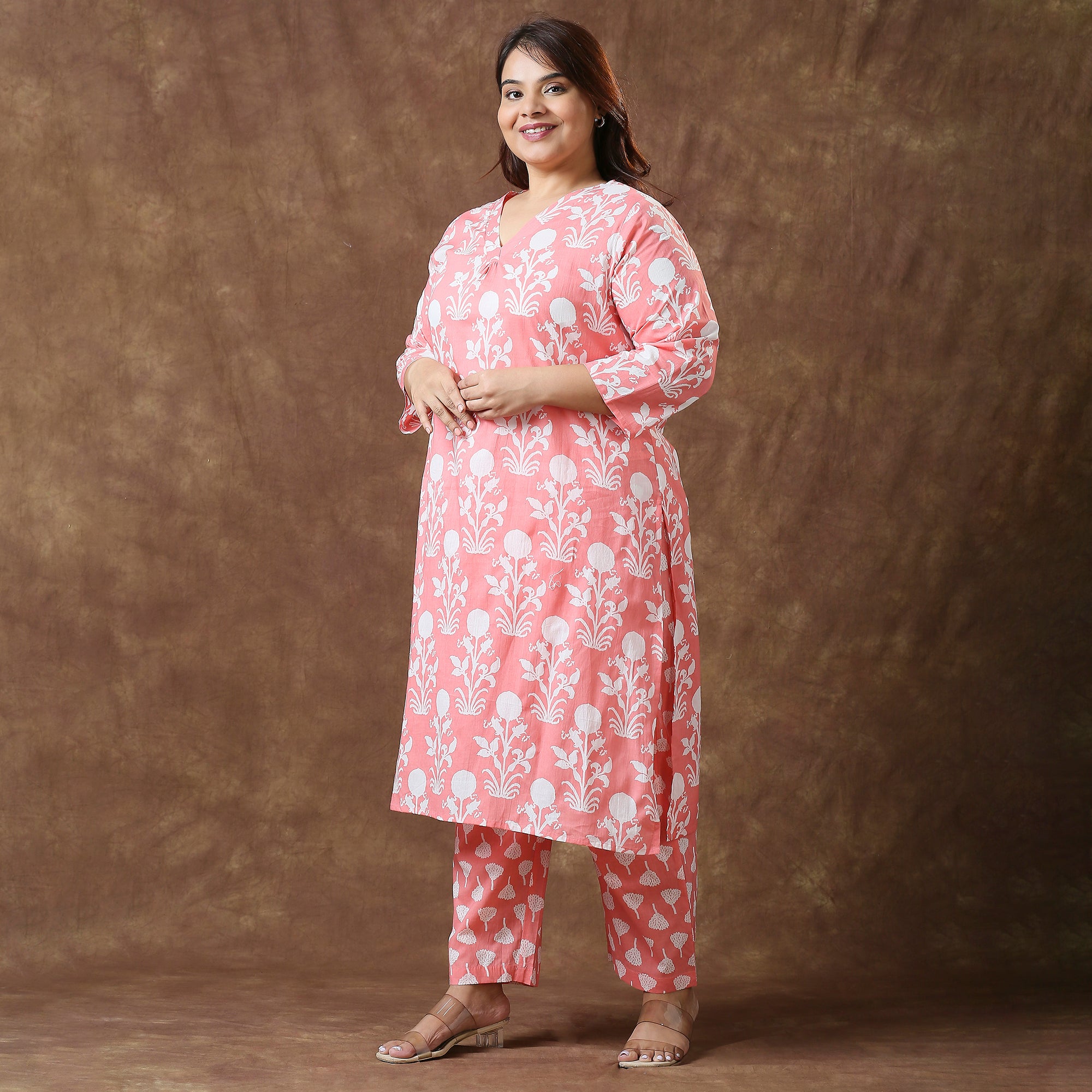 Plus Size Co-Ord Set | 2XL - 8XL | 100% Cotton | Coral