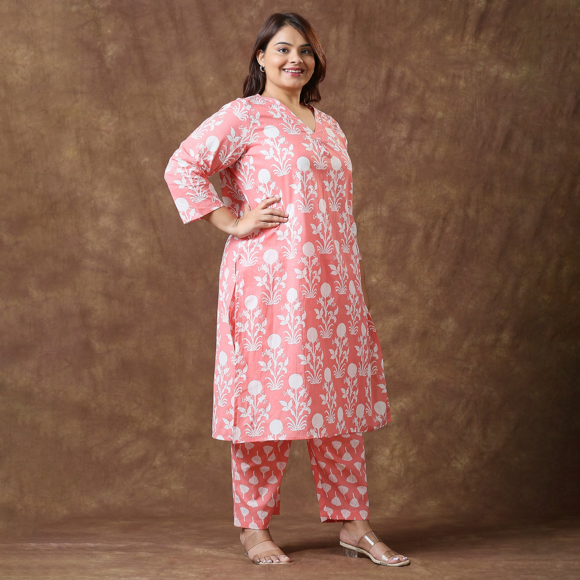 Plus Size Co-Ord Set | 2XL - 8XL | 100% Cotton | Coral