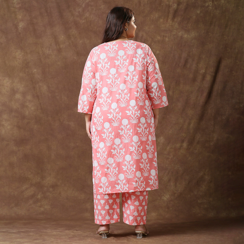 Plus Size Co-Ord Set | 2XL - 8XL | 100% Cotton | Coral