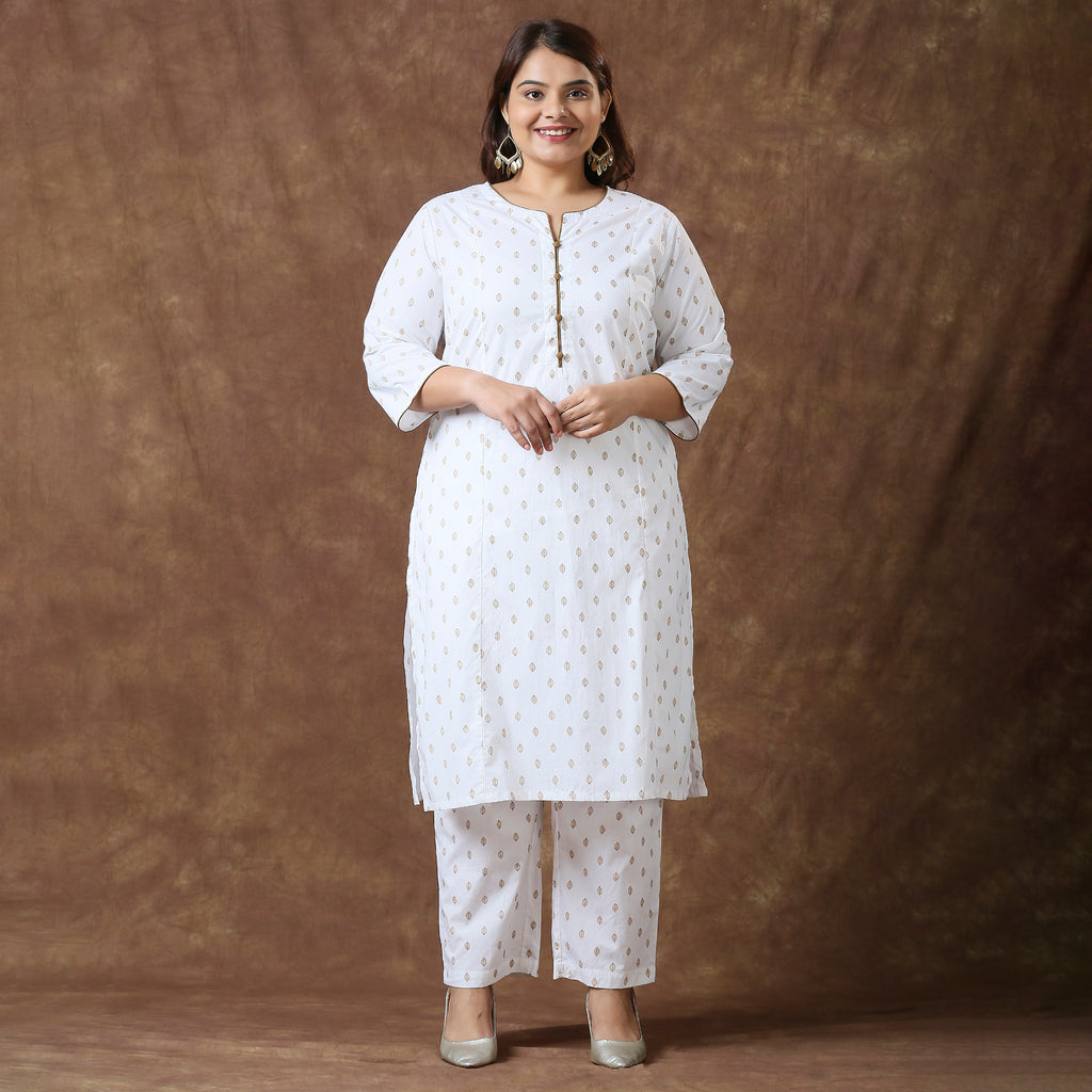 Plus Size Co-Ord Set | 2XL - 8XL | 100% Cotton | Off White
