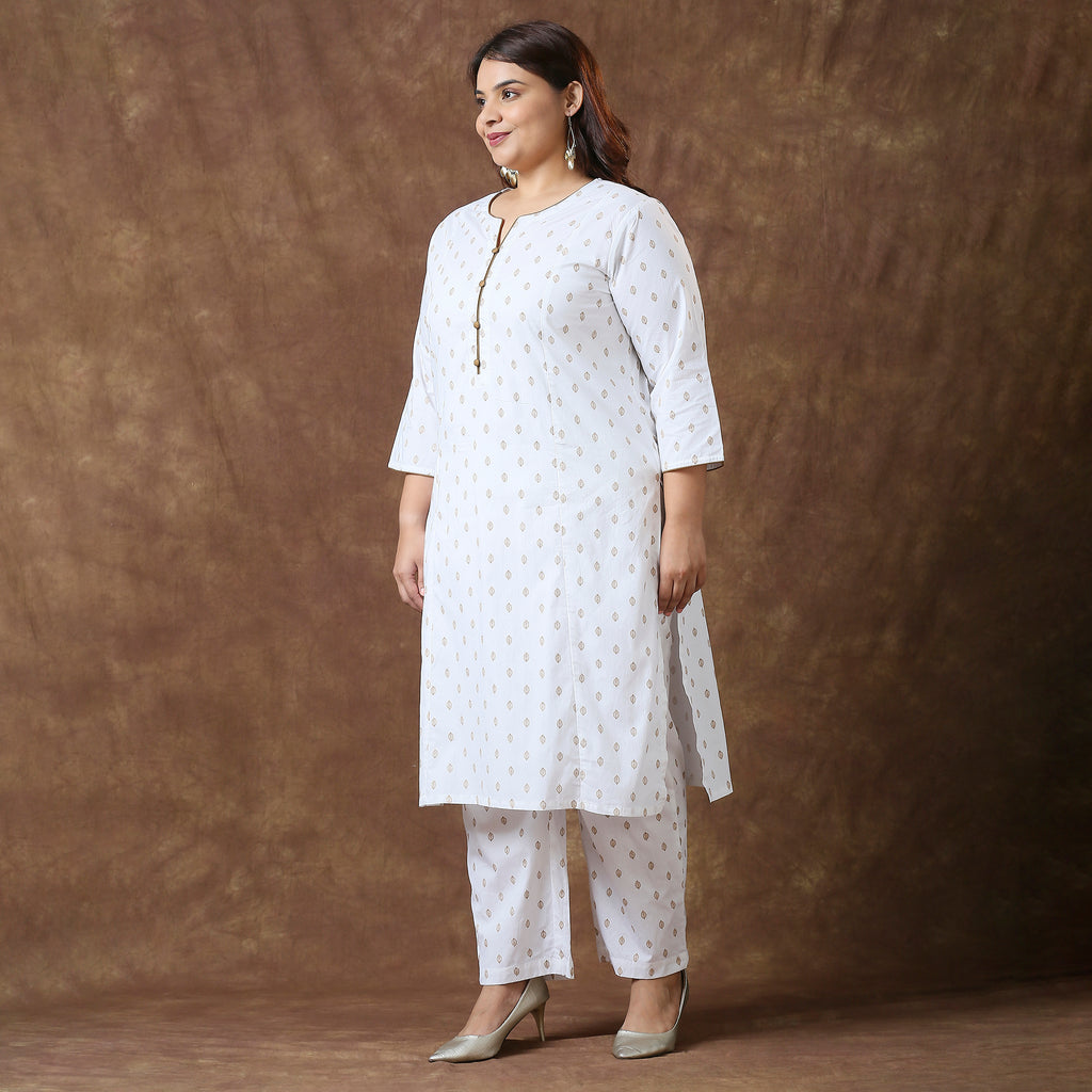 Plus Size Co-Ord Set | 2XL - 8XL | 100% Cotton | Off White