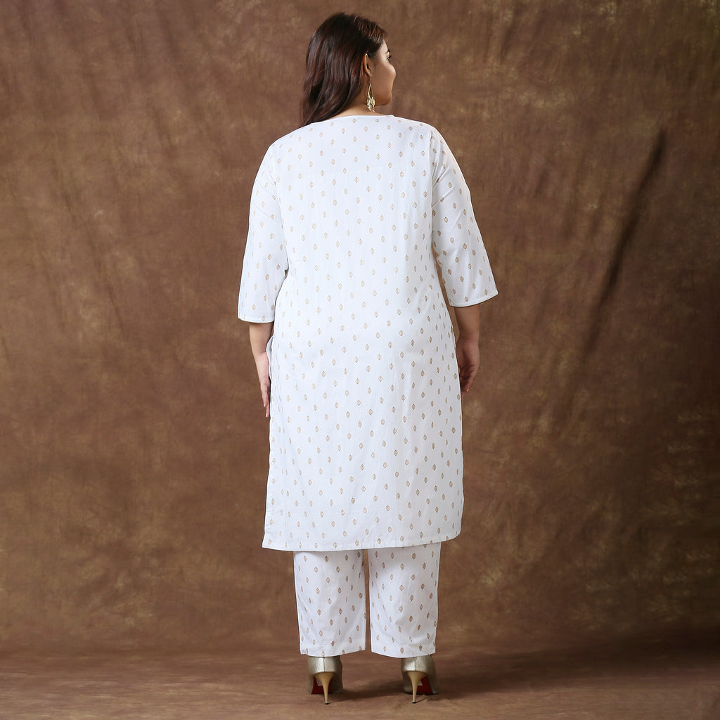 Plus Size Co-Ord Set | 2XL - 8XL | 100% Cotton | Off White
