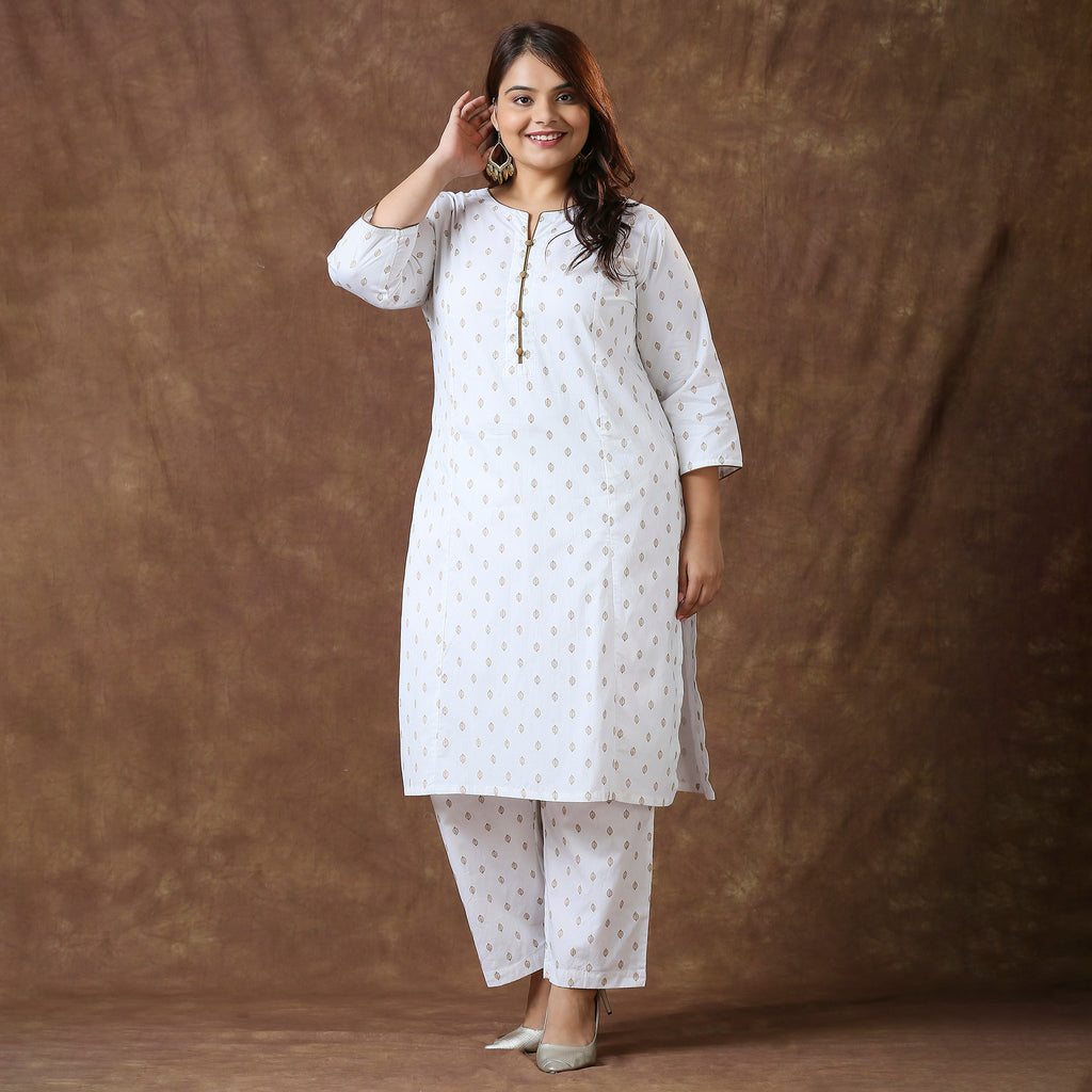 Plus Size Co-Ord Set | 2XL - 8XL | 100% Cotton | Off White