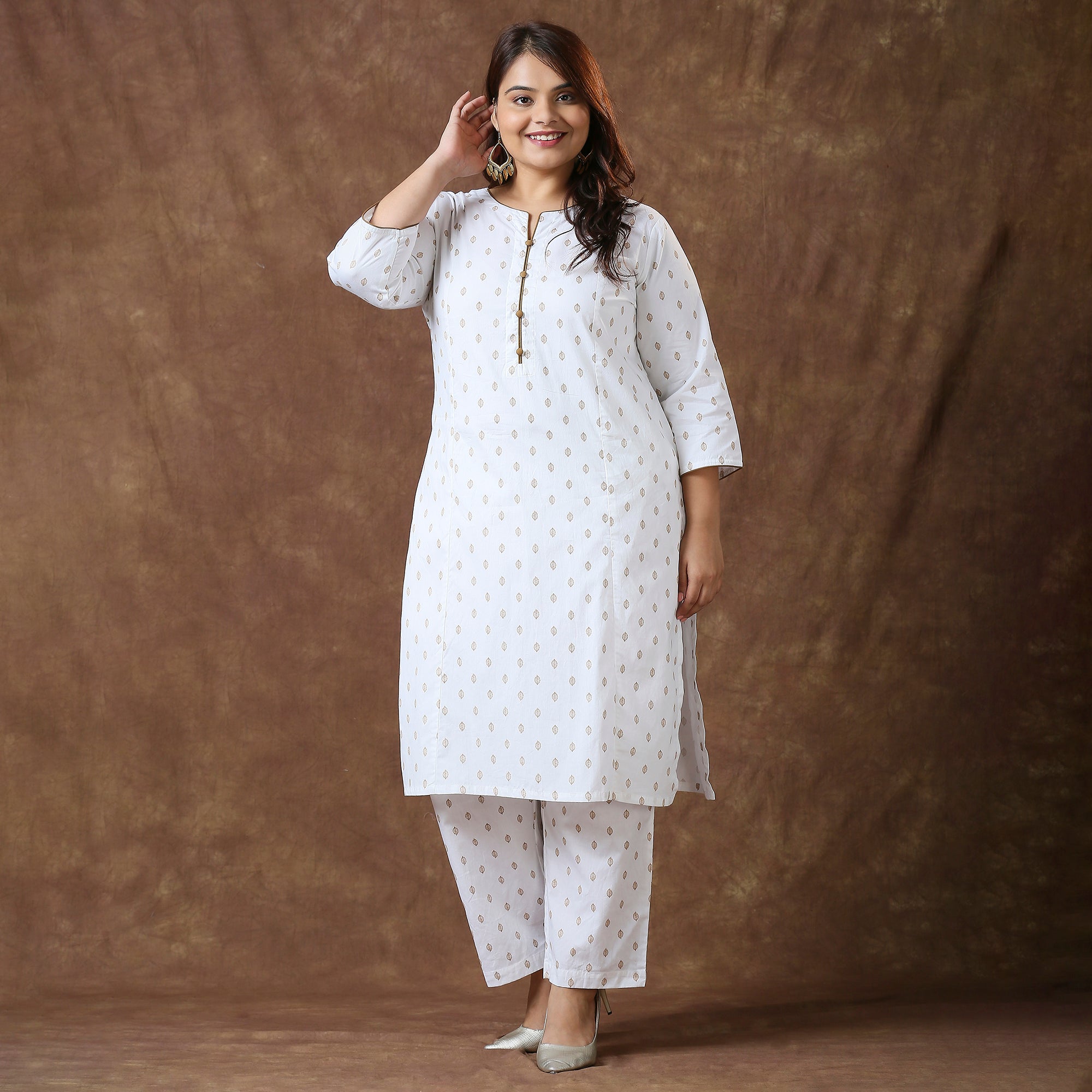 Plus Size Co-Ord Set | 2XL - 8XL | 100% Cotton | Off White