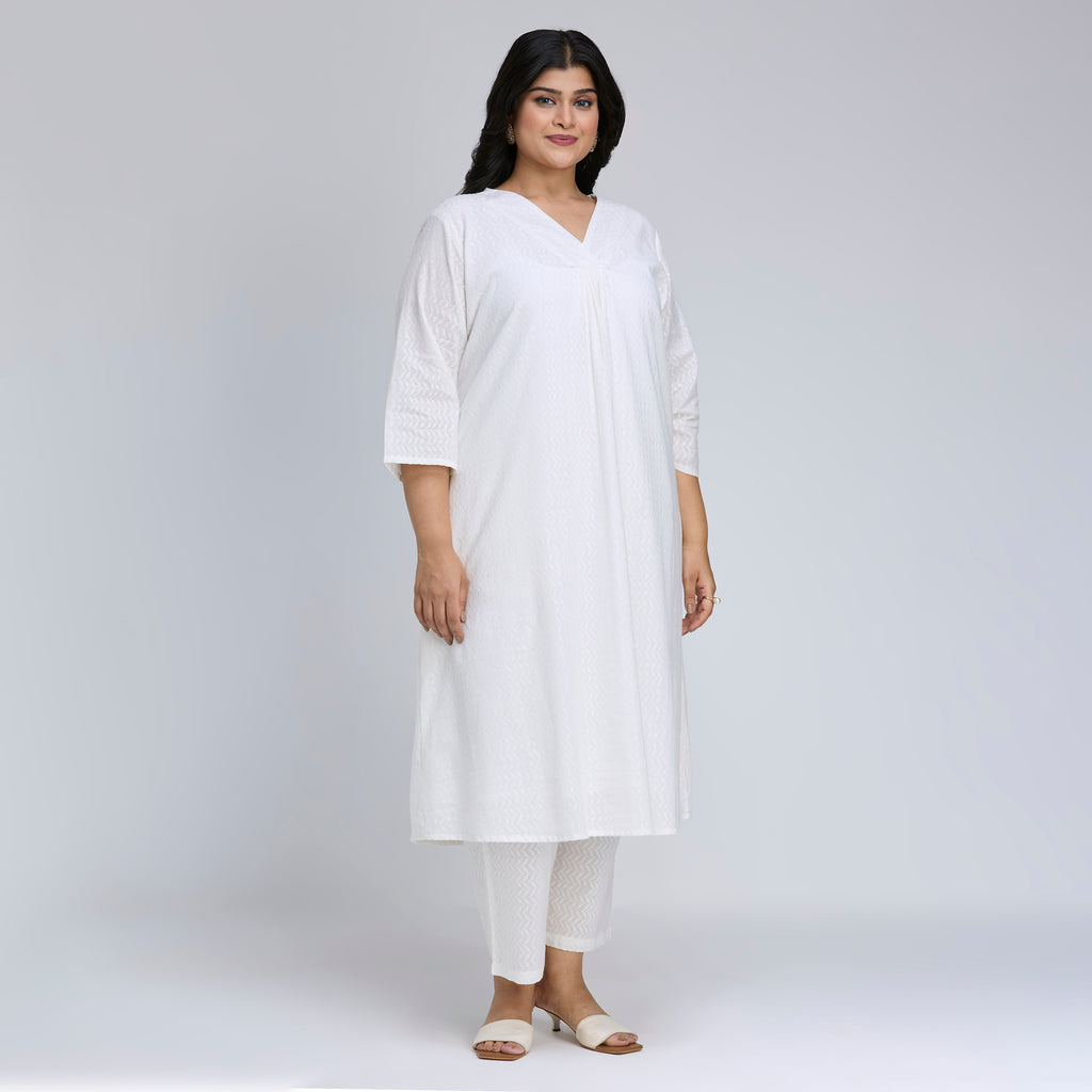 Plus Size Co-Ord Set | 2XL-8XL | 100% Cotton | White