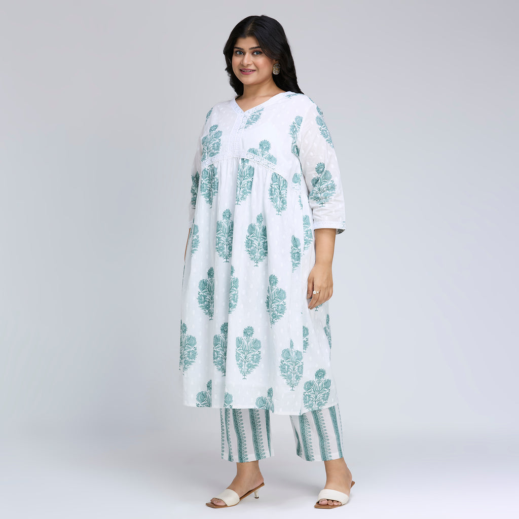 Plus Size Co-Ord Set | 2XL-8XL | 100% Cotton | White