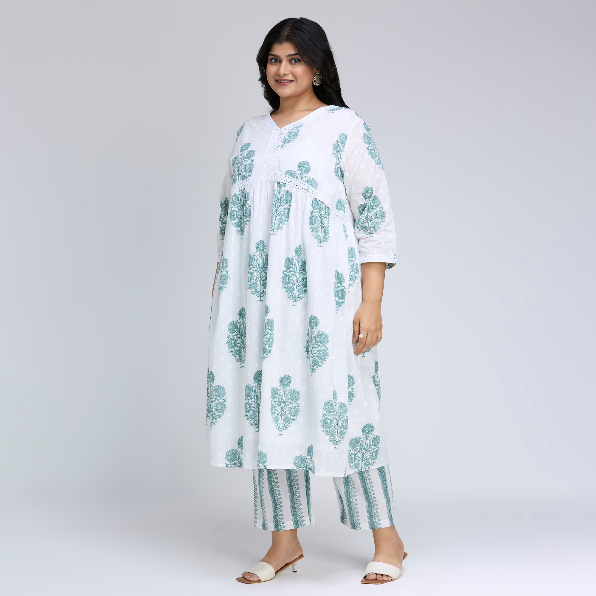 Plus Size Co-Ord Set | 2XL-8XL | 100% Cotton | White