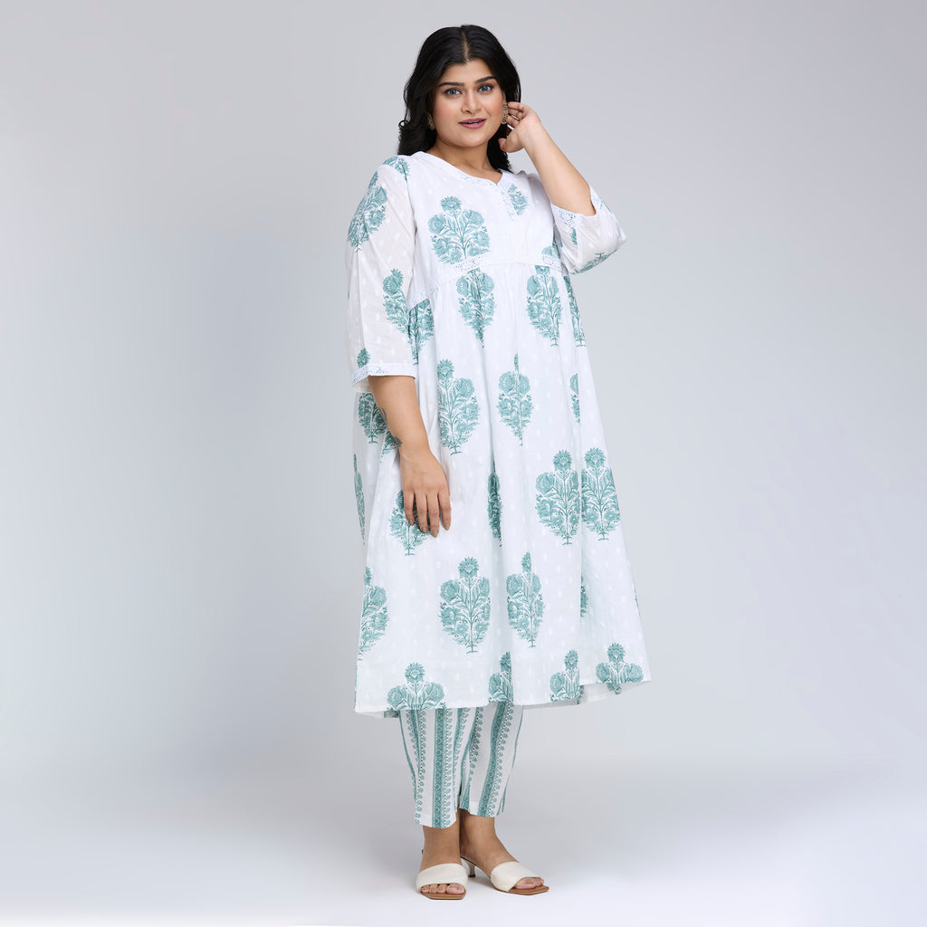 Plus Size Co-Ord Set | 2XL-8XL | 100% Cotton | White