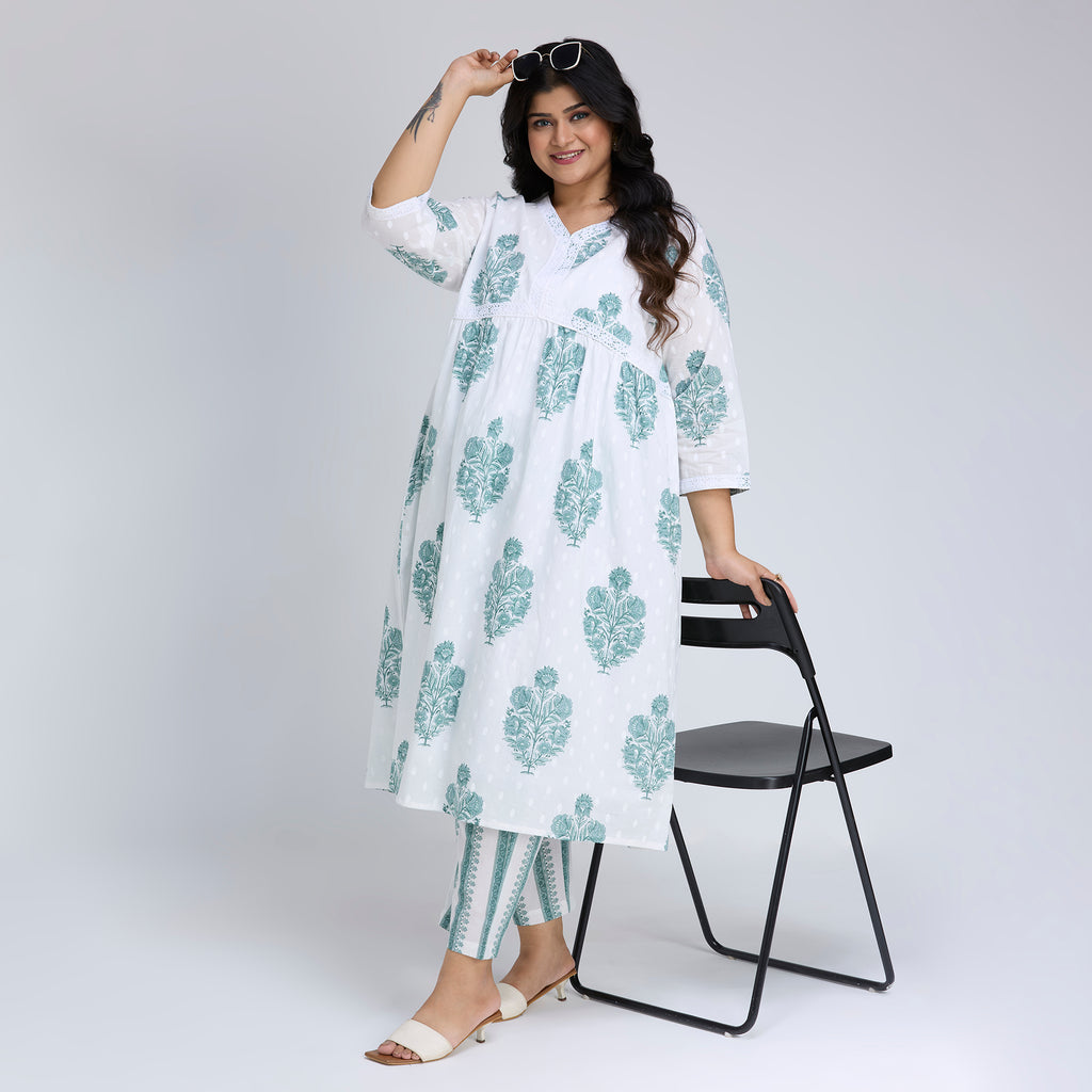 Plus Size Co-Ord Set | 2XL-8XL | 100% Cotton | White