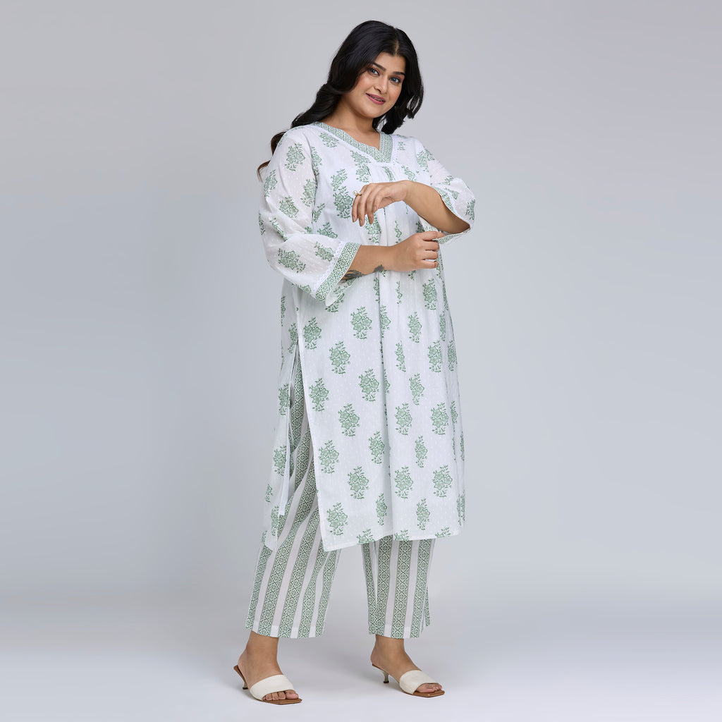 Plus Size Co-Ord Set | 2XL-8XL | 100% Cotton | White